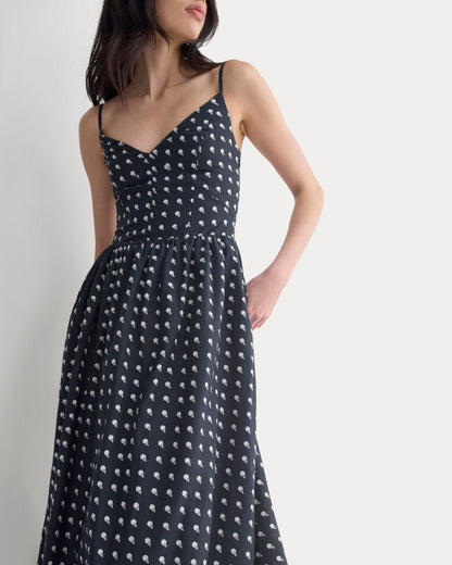 Midi Dress in Cotton Silk Voile | Black