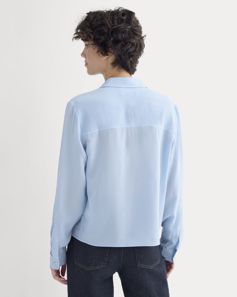 Shrunken Top in Washable Silk | Open Air Blue