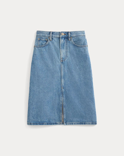 Mid-Rise Denim Midi Skirt | Vintage Mid Indigo