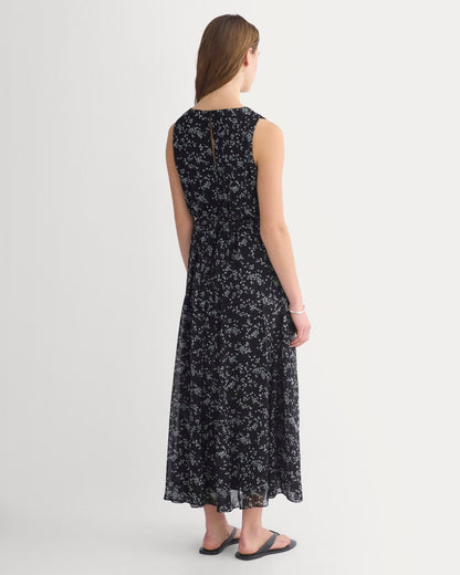 Maxi Dress in Silk Georgette | Floral/Black