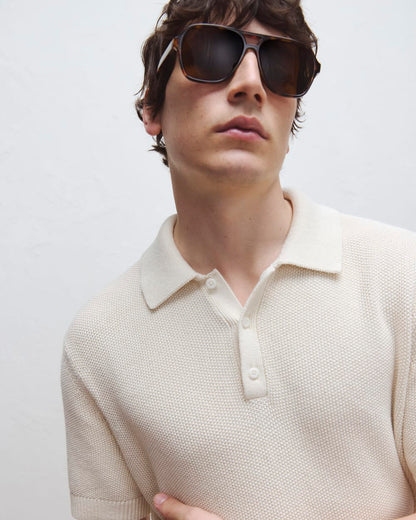 Seed Stitch Polo | Birch