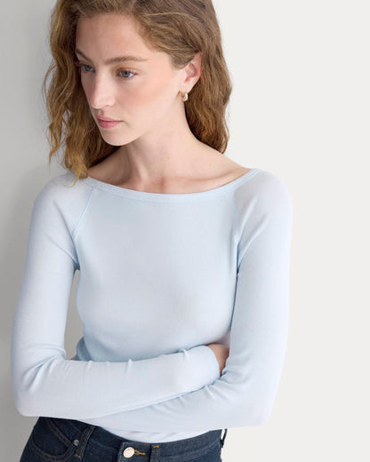 Luxe Rib Boatneck Top | Skywriting