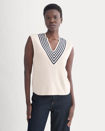 Relaxed V-Neck Vest in Cotton Merino | Canvas