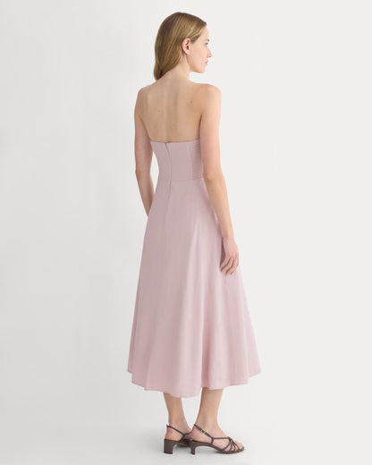 Strapless Dress in Stretch Linen | Burnished Lilac