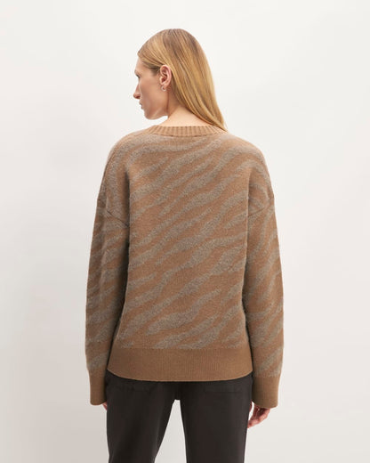 The Alpaca Tiger Jacquard Crewneck | Camel / Medium Brown