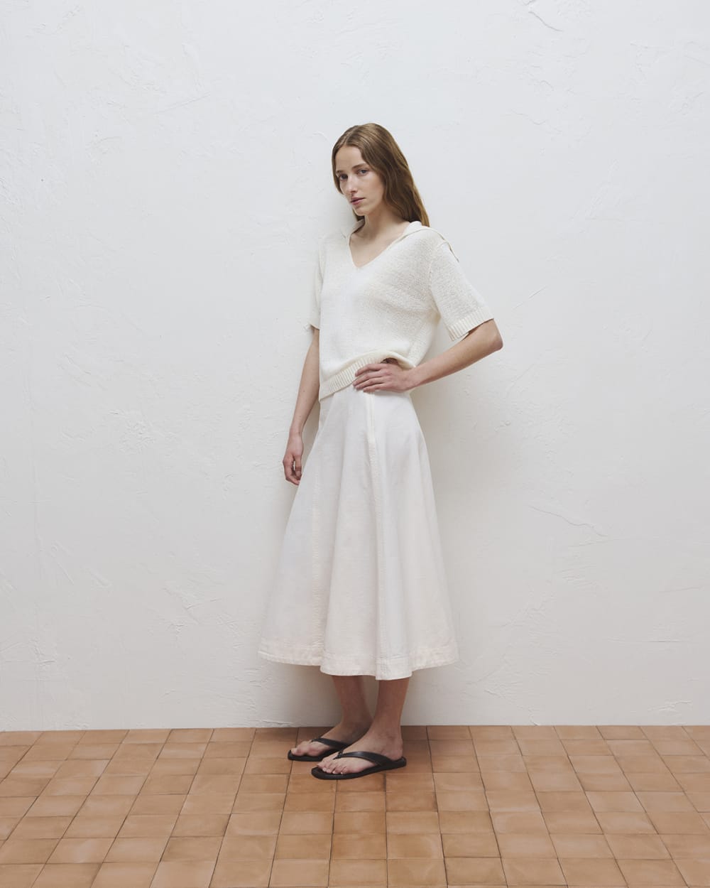 Seamed Midi Skirt | Bone