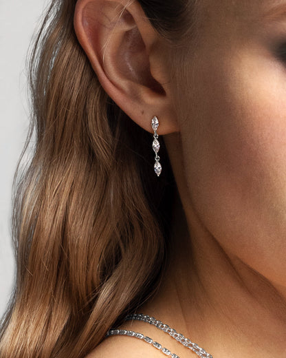 Crystal Marquise Earrings in Silver