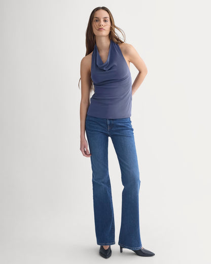 Halter Cowlneck Top in Butterknit | Washed Navy