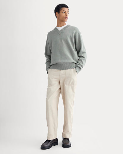 Relaxed V-Neck Sweater in Everyday Cotton | Heathered Lilypad