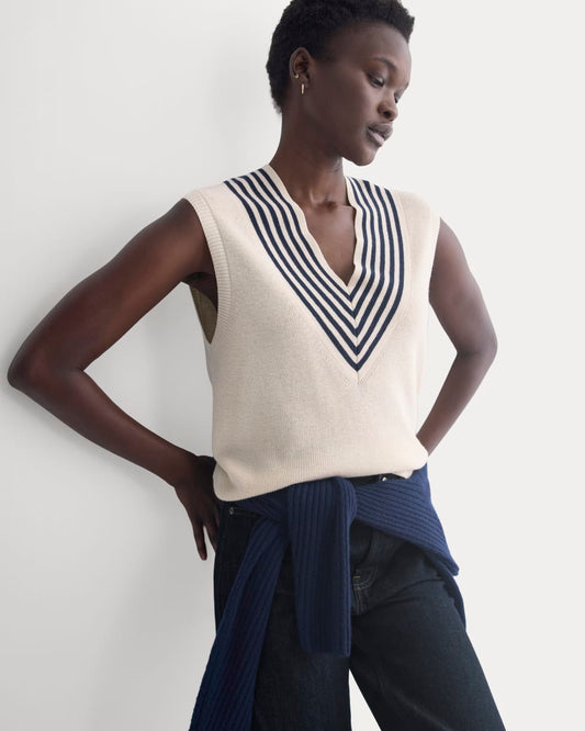 Relaxed V-Neck Vest in Cotton Merino | Canvas