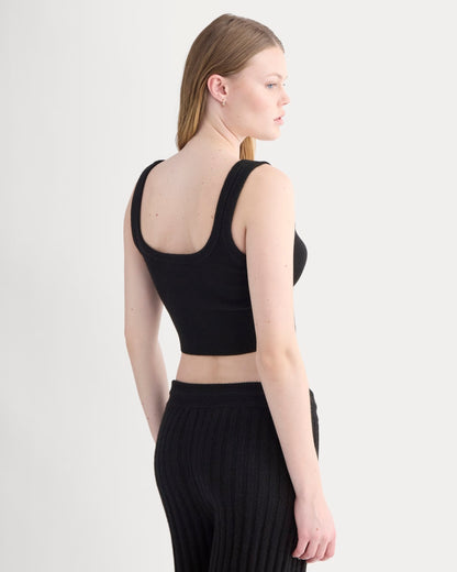 Cashmere Cropped Tank | Black