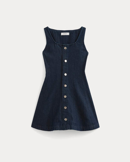 Denim Button-Front Mini Dress | Tungsten Rinse