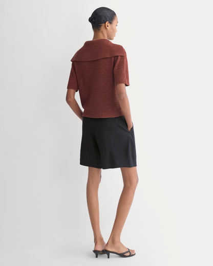 Open Collar Polo | Henna Red