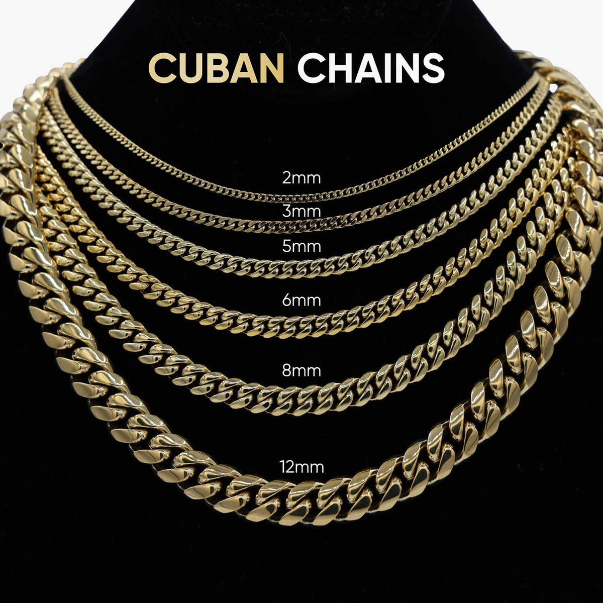 Baguette Prong Set Cuban Necklace in Yellow Gold- 19mm