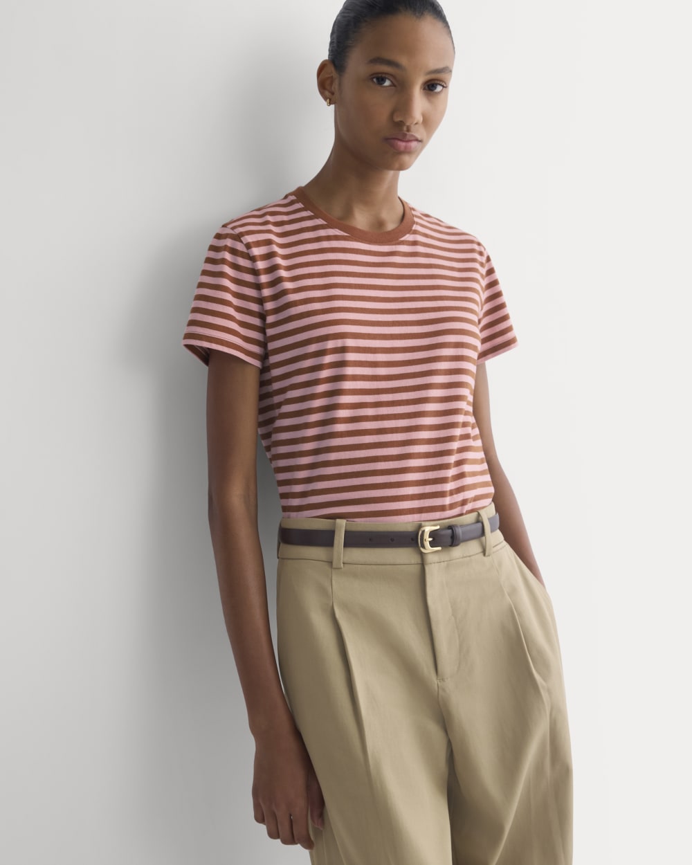 The Box-Cut Tee in Essential Cotton | Toffee/Pink | No Pocket