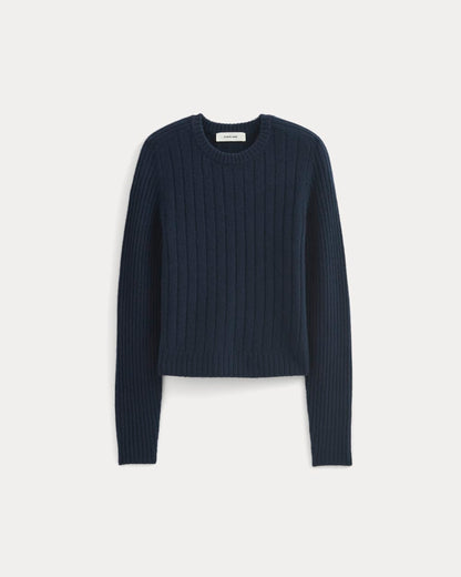 Mix Ribbed Crew in Cashmere | Navy