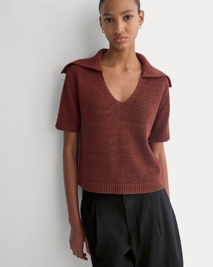 Open Collar Polo | Henna Red