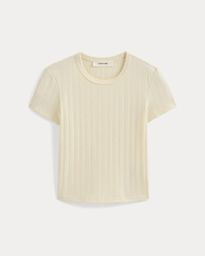 Cropped Crew in Pointelle | Lemon Icing