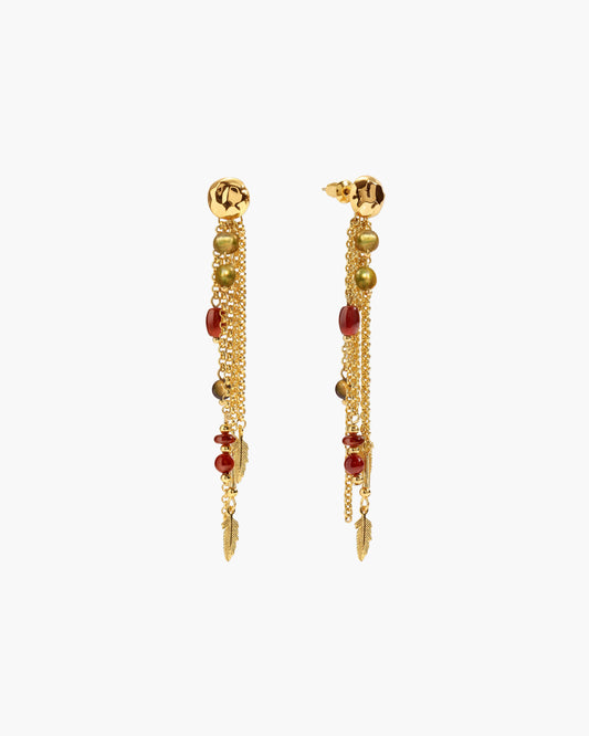 Golden Hush Beaded Tassel Earrings