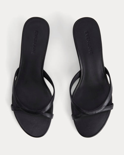 Sculpted Heel Sandal | Black Leather