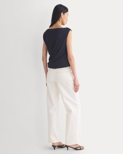 Boatneck Twisted Top in Essential Cotton | Black