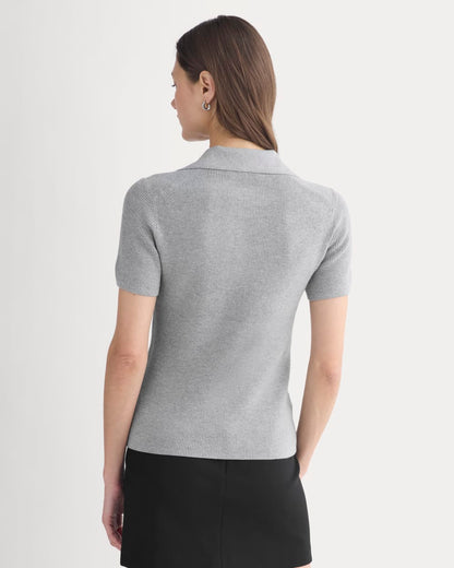Knit Quarter-Zip Polo | Light Heathered Grey