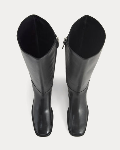 Leather Knee-High City Boot |  Black