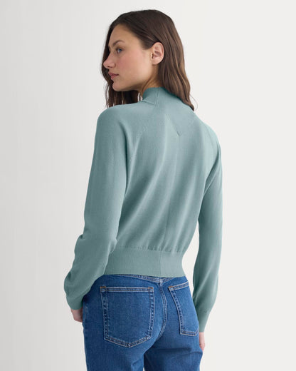 Mockneck Sweater In Ultrafine Merino | Gray Mist
