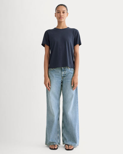 The Box-Cut Tee in Cotton Linen | Navy