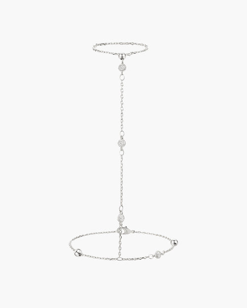 Hojas Coin Hand Chain Bracelet in Silver