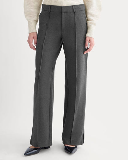 Ponte Wide-Leg Trouser | Heathered Soot