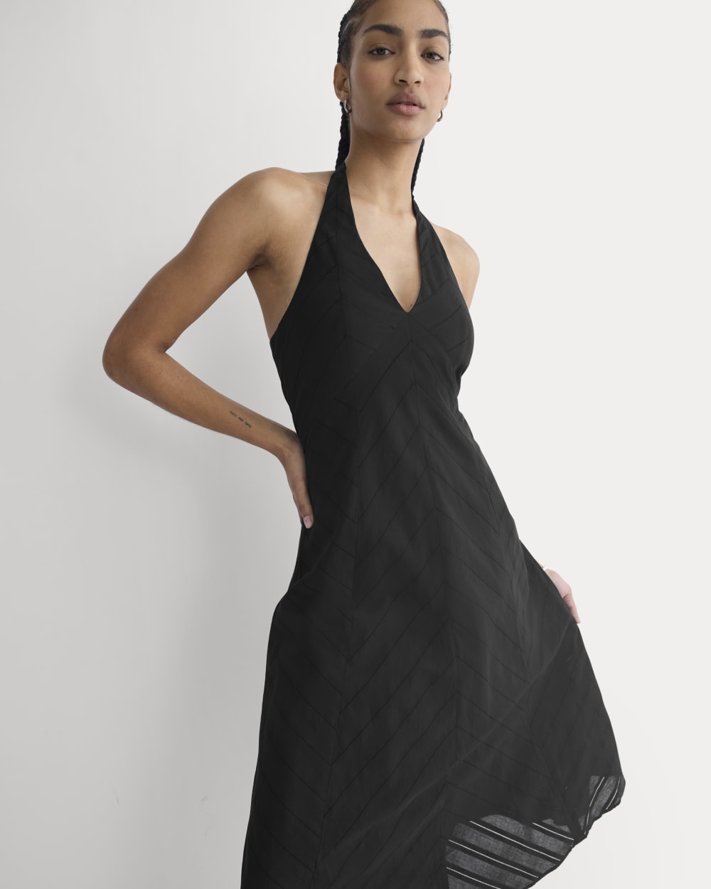 Textured Halter Midi Dress | Black