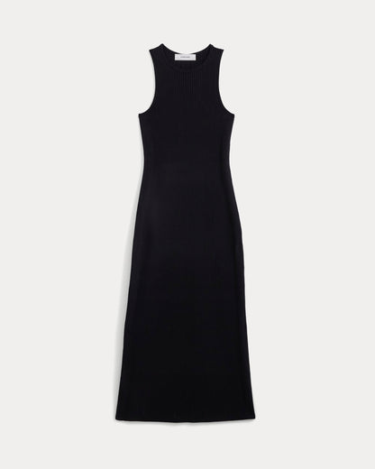 Cutaway Ribbed Midi Dress | Black