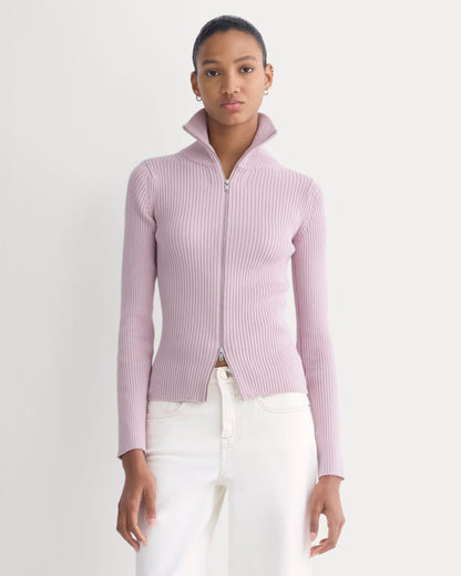 Full-Zip Ribbed Jacket in Everyday Cotton | Burnished Lilac