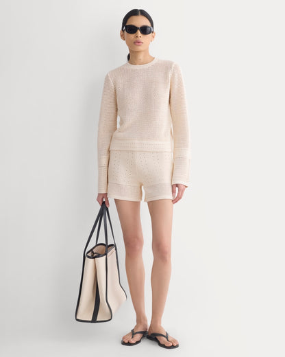 Open Knit Long-Sleeve Crew in Everyday Cotton | Canvas