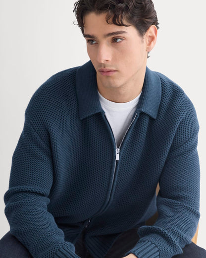 Honeycomb Sweater Jacket | Midnight Navy