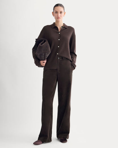 Corduroy Wide-Leg Trouser | Dark Chocolate