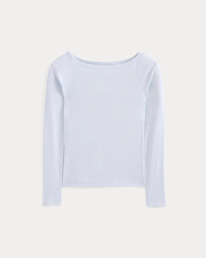 Luxe Rib Boatneck Top | Skywriting