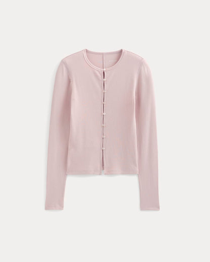 Luxe Rib Button-Up Top | Burnished Lilac