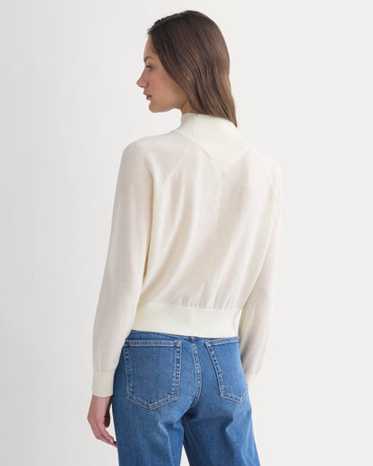 Mockneck Sweater In Ultrafine Merino | Bone