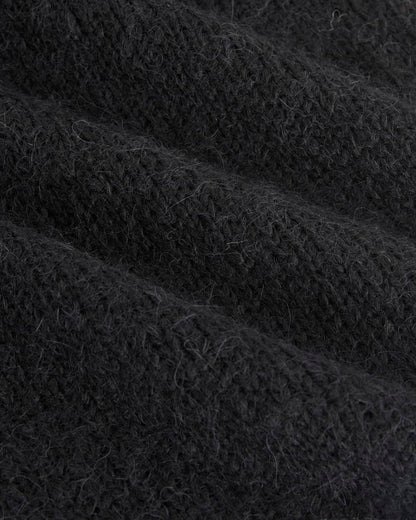Plush Alpaca Scarf | Black/ Skyway