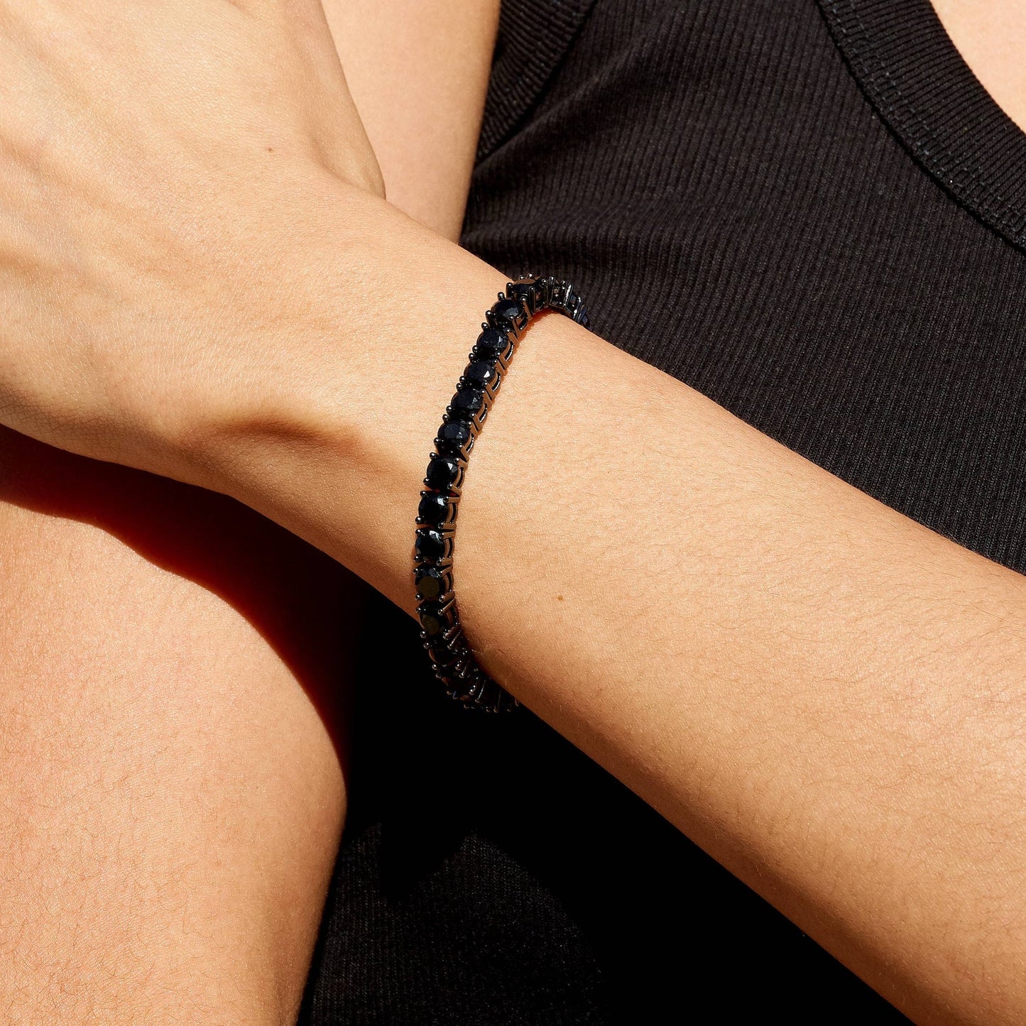 Black Diamond Tennis Chain Bracelet in Black - 5mm