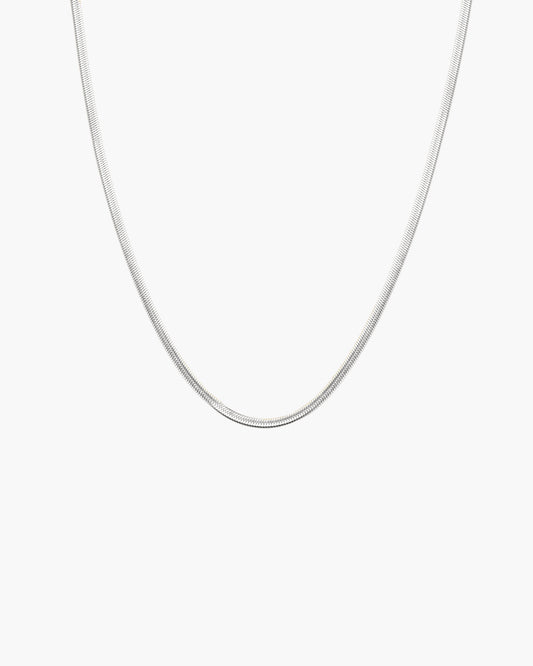 3mm Herringbone Chain Necklace in Silver