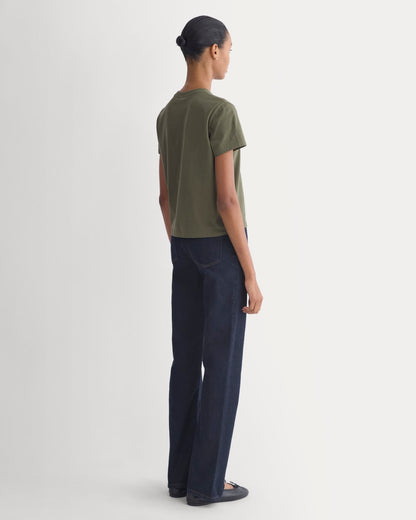 The Box-Cut Tee in Essential Cotton | Olive Night | Pocket
