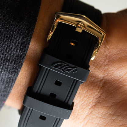 42MM Alpha Era Gold- Iced Bezel w/ Rubber Strap