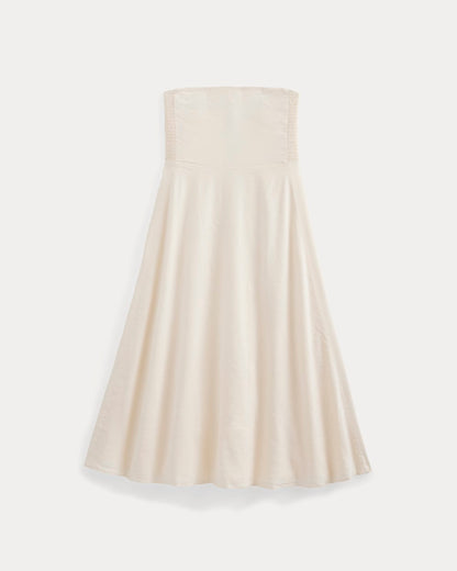 Strapless Dress in Stretch Linen | Bone