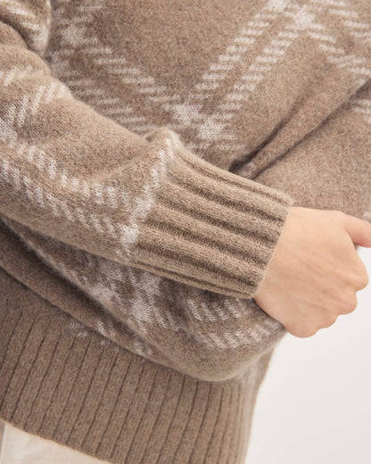 The Alpaca Cropped Crewneck Sweater | Wheat / Lightest Taupe