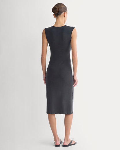 Knit Asymmetrical Midi Dress | Black