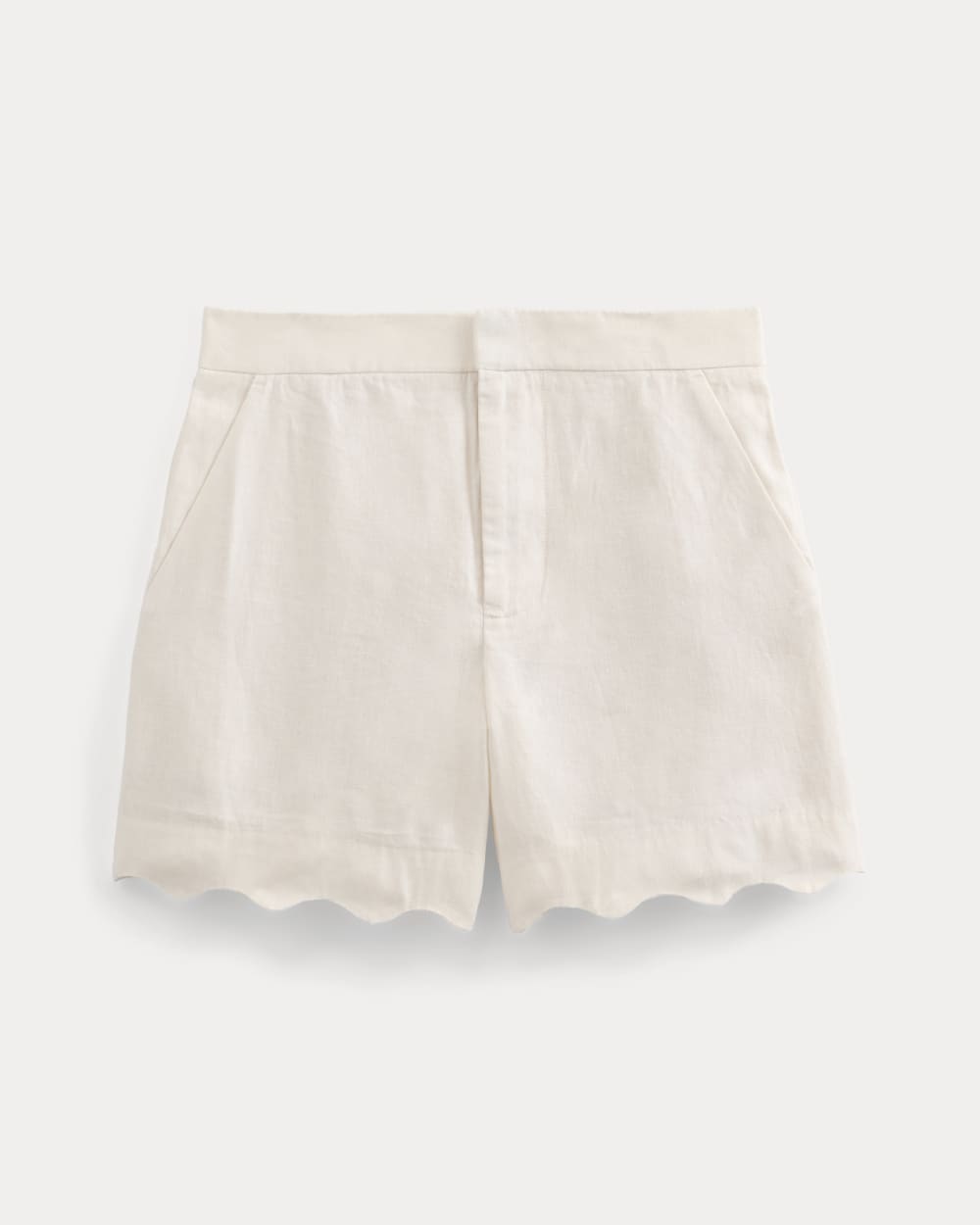 Scalloped Edge Short in Linen | Bone
