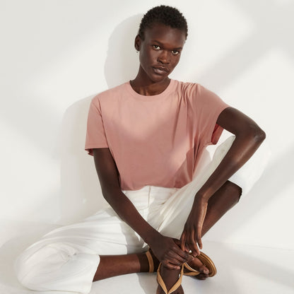 The Box-Cut Tee in Essential Cotton | Light Rose | No Pocket